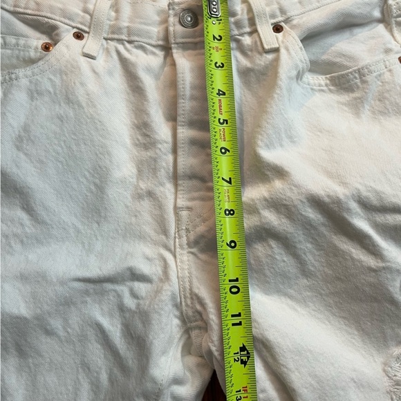 Levi's 501 White Jeans Straight Leg Distressed Button Fly Size W 31 L30‎ EUC - Picture 7 of 9